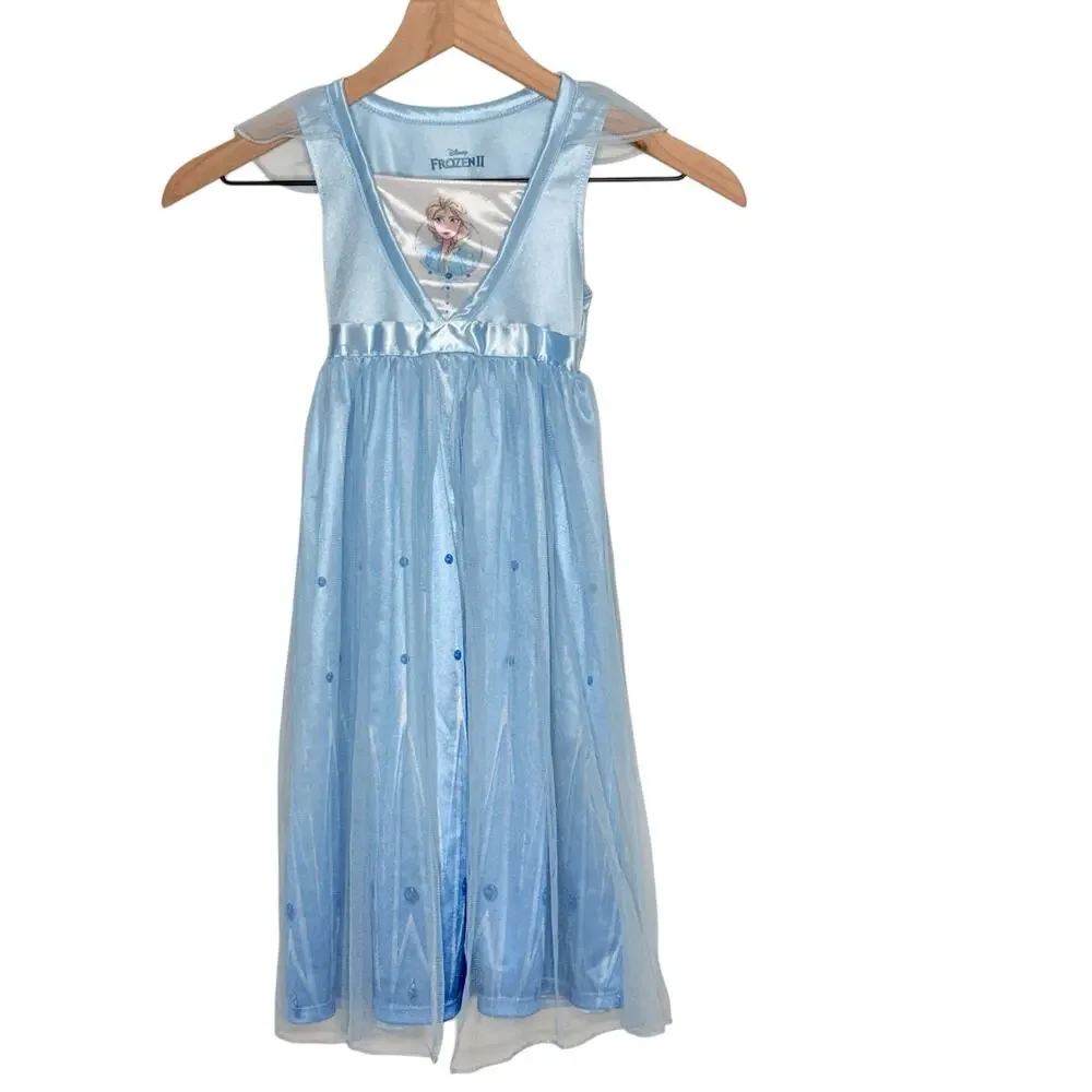 Disney Frozen Elsa Dress Blue Tulle Princess Costume‎ Girls XS Party Fairytale